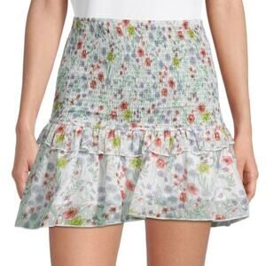 70/21 Ruffle Floral-Print Skirt-Size Large-Color Blue/Multi